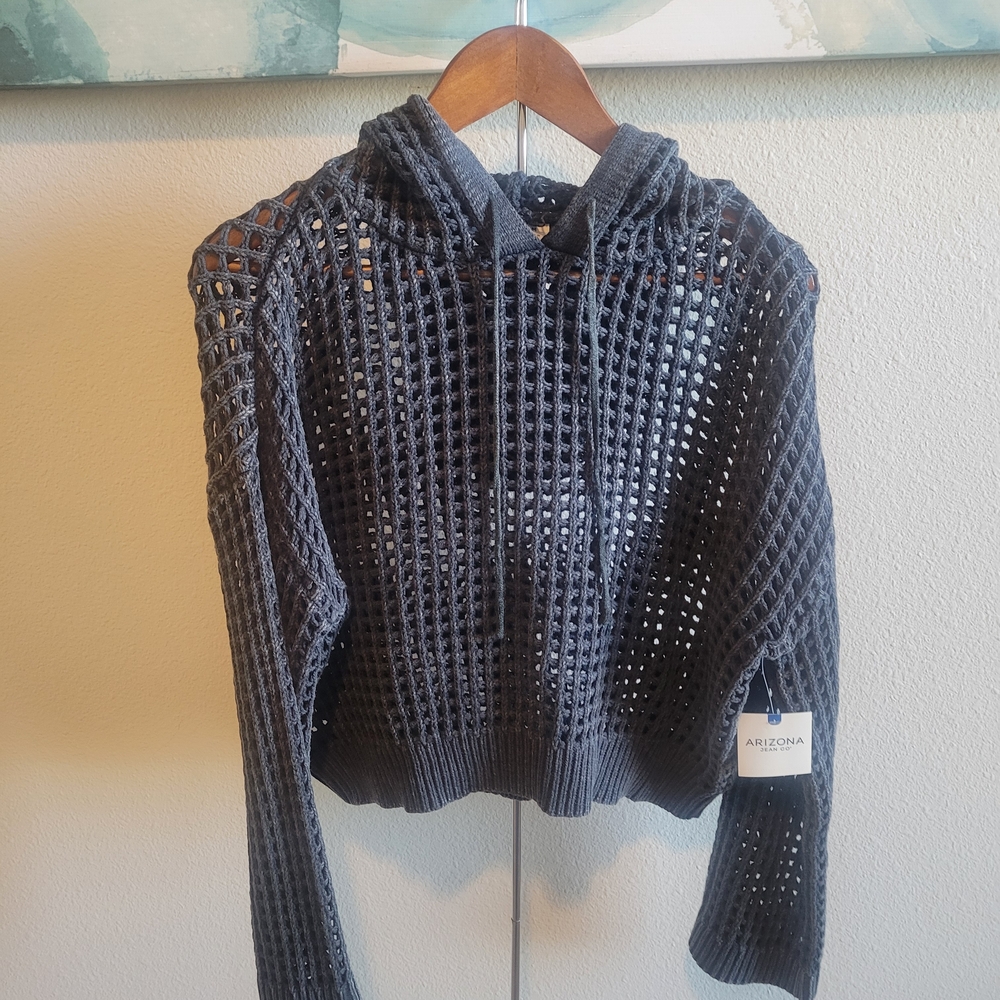 Arizona Jean Women's Crop Charcoal Knit Sweater